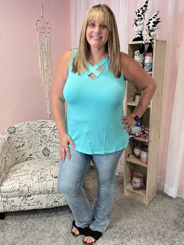 Turquoise Criss Cross Tank