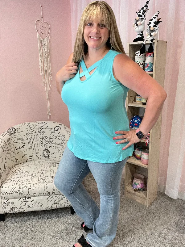 Turquoise Criss Cross Tank