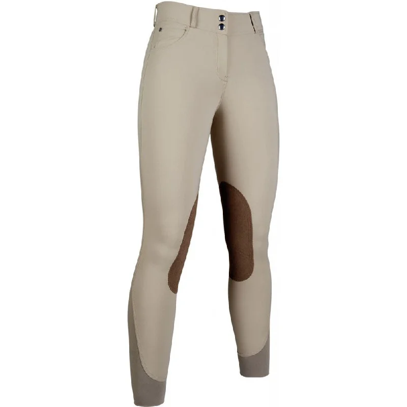 12808 HKM Riding Breeches Silicone Knee Patch Dark Nature Tan