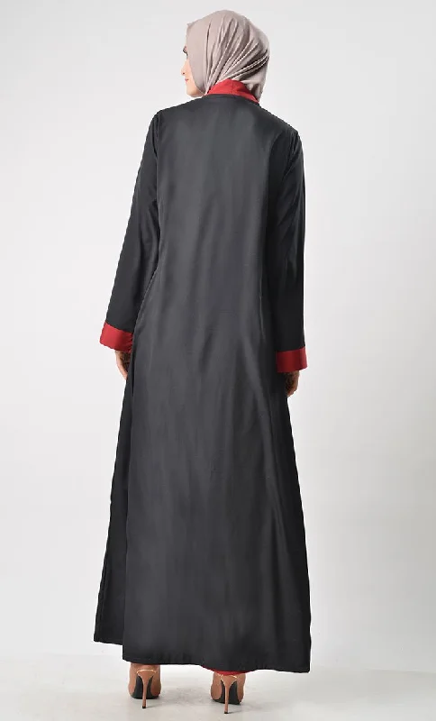 2 Layer Set Abaya-Maroon & Black