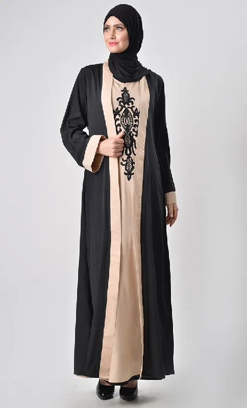 2 Layer Set Abaya-Sand & Black