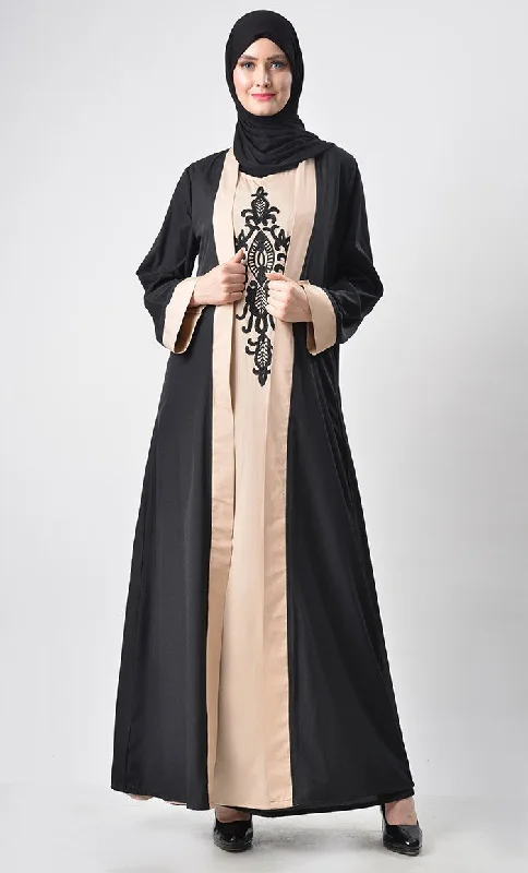 2 Layer Set Abaya-Sand & Black