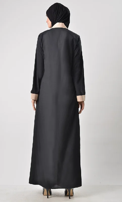 2 Layer Set Abaya-Sand & Black