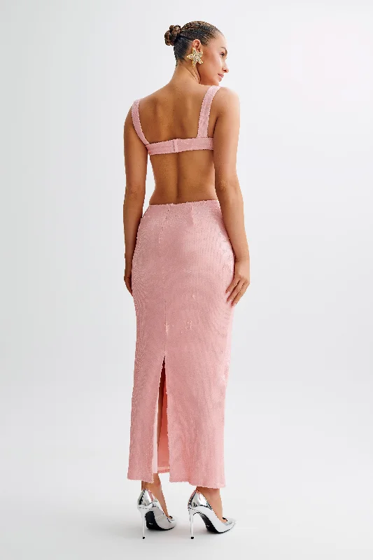 Adoria Sequin Cut Out Maxi Dress - Pale Pink