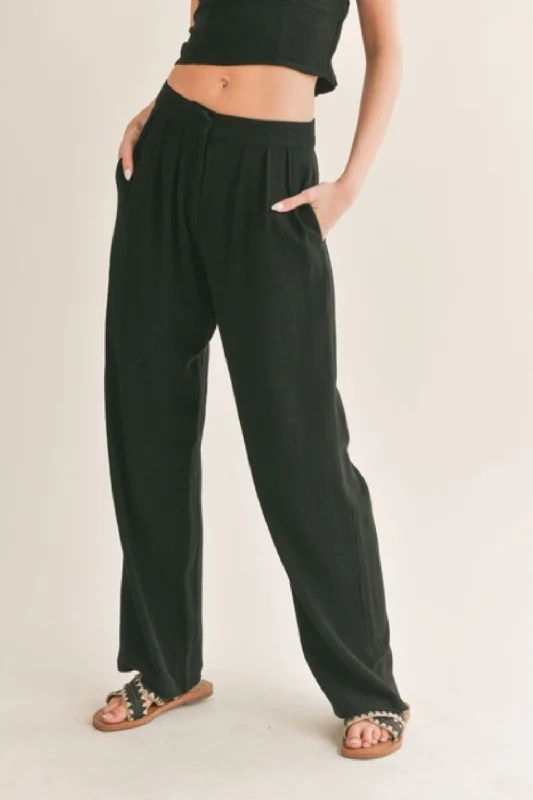 At Ease Linen Pleated Trousers