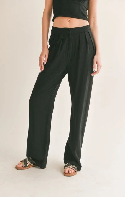 At Ease Linen Pleated Trousers