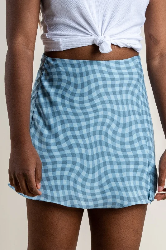 Bias checkered mini skirt teal/blue