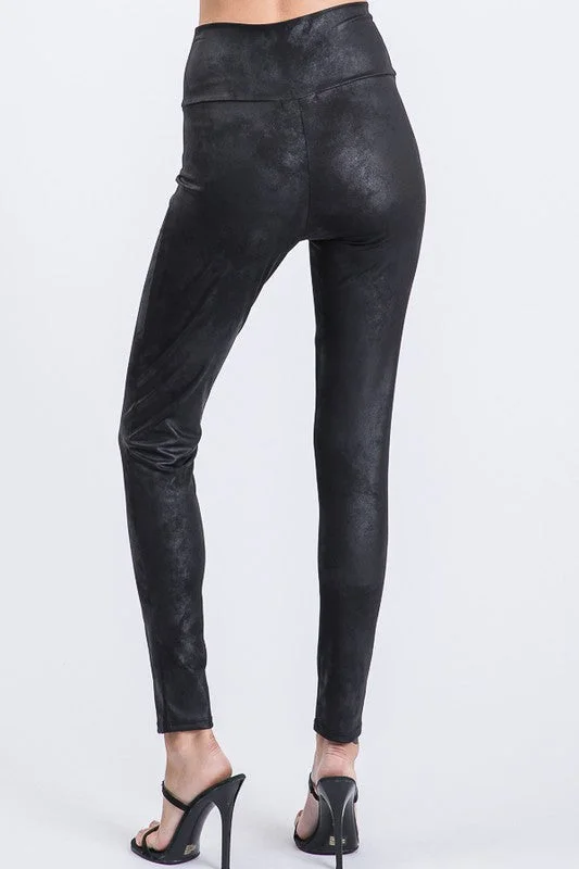 Black Faux Suede Leggings(158)