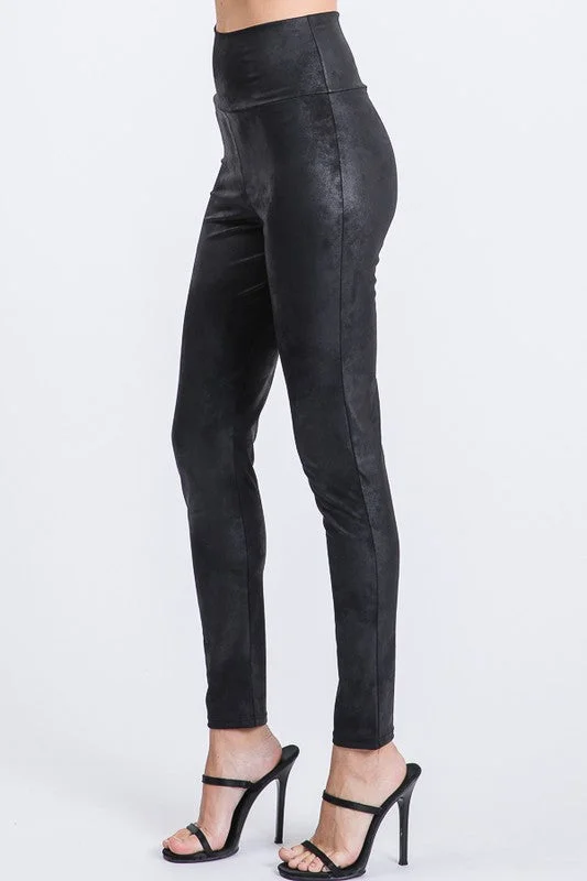 Black Faux Suede Leggings(158)