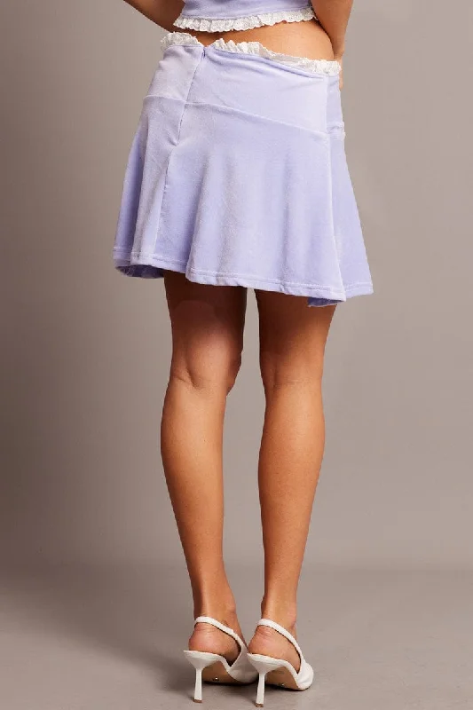 Blue Skater Skirt Mini Velvet