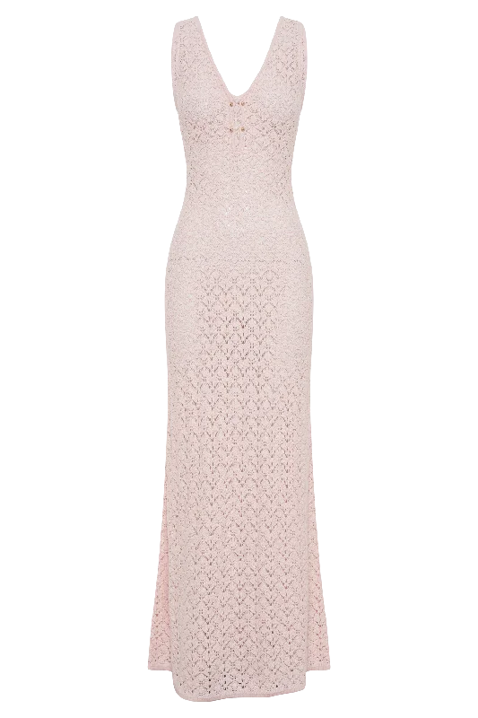 Carter Crochet Sleeveless Maxi Dress - Powder Pink