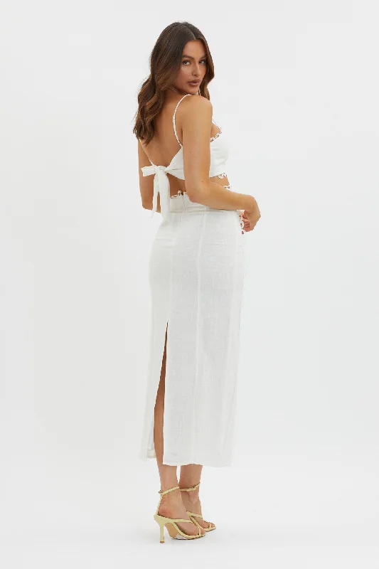 Chamberlain Scallop Trim Maxi Skirt White