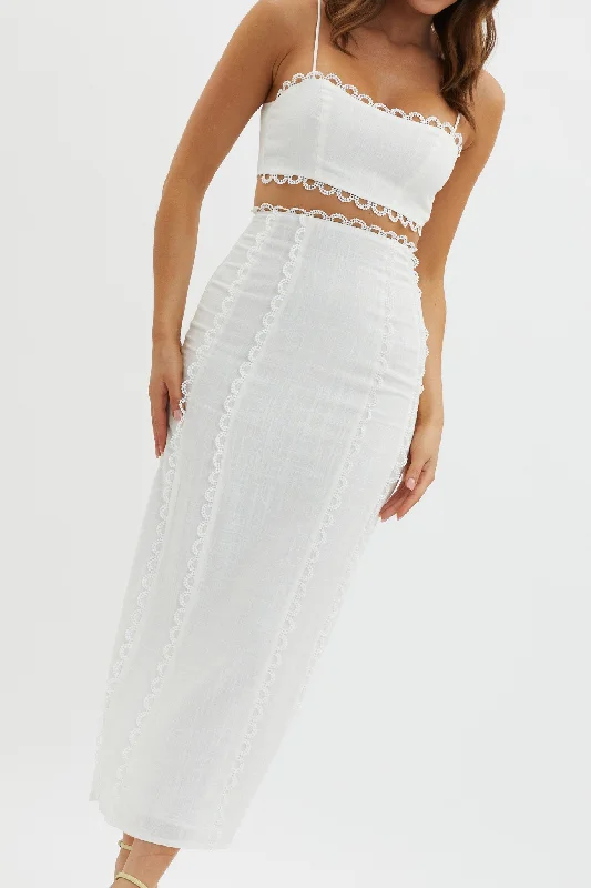 Chamberlain Scallop Trim Maxi Skirt White