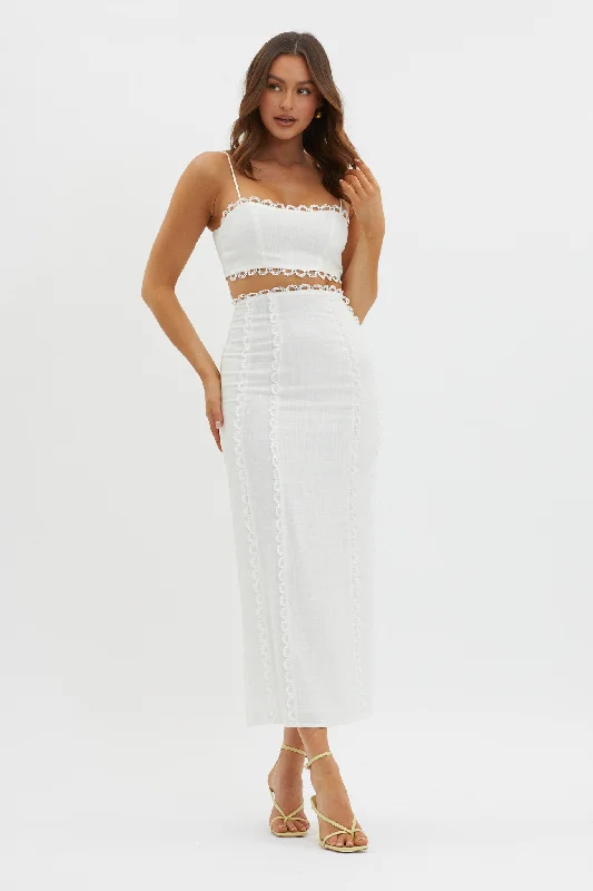 Chamberlain Scallop Trim Maxi Skirt White