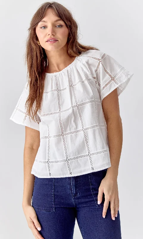 Chantal Cotton Grid Blouse