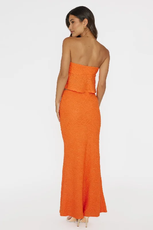 Chat Me Up Embellished Maxi Skirt Tangerine