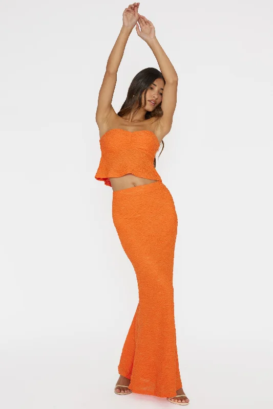 Chat Me Up Embellished Maxi Skirt Tangerine