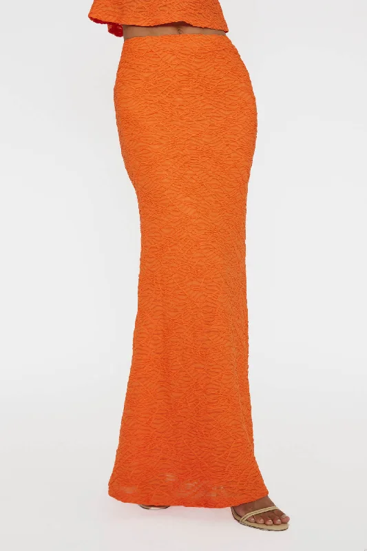 Chat Me Up Embellished Maxi Skirt Tangerine