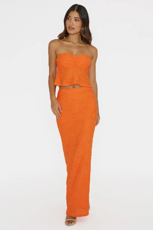 Chat Me Up Embellished Maxi Skirt Tangerine