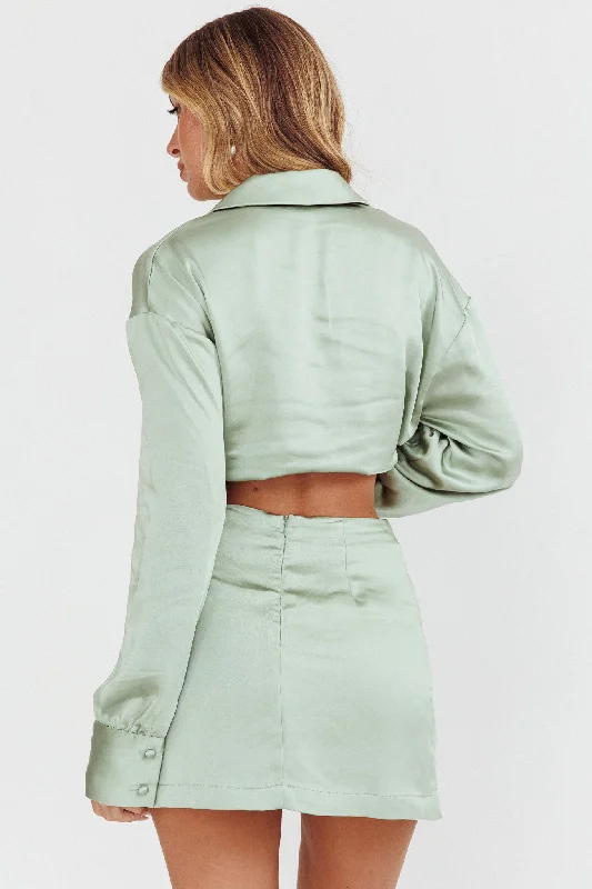 Coco Satin Mini Skirt Sage