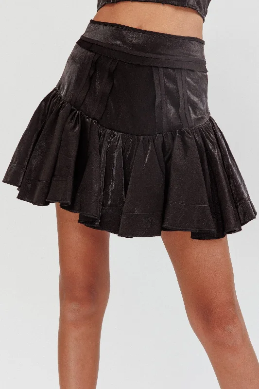 Debutante Drop Yoke Ruffle Skirt Black