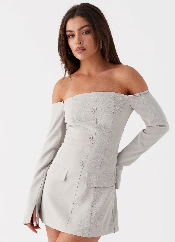 Dominique Blazer Mini Dress - Grey