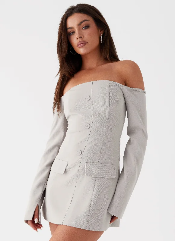 Dominique Blazer Mini Dress - Grey