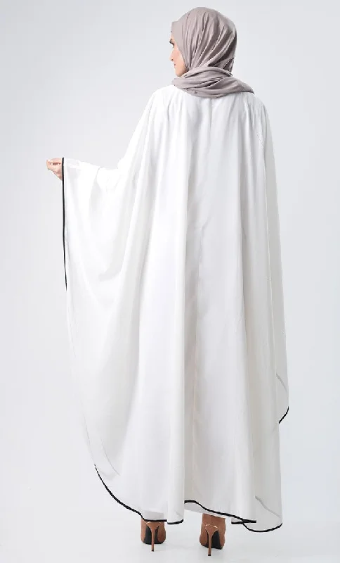 Double Layer Pearl Detail Kaftan - White