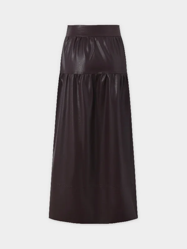 Drop Waist Leather Skirt-Plum