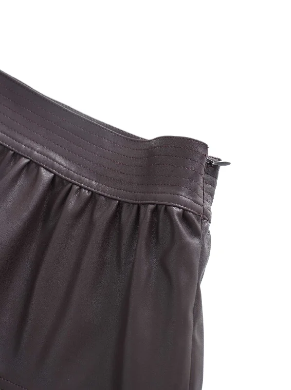 Drop Waist Leather Skirt-Plum