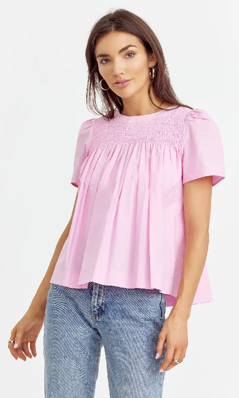 Enata Smocked Poplin Top