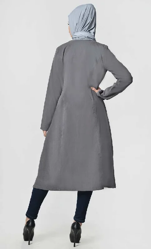 Grey Fall button down corduroy tunic