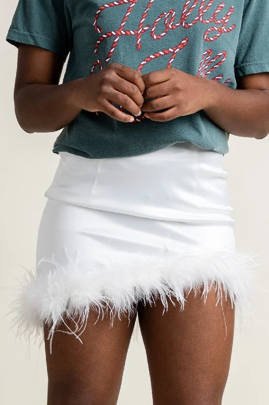 Feather trim skirt white