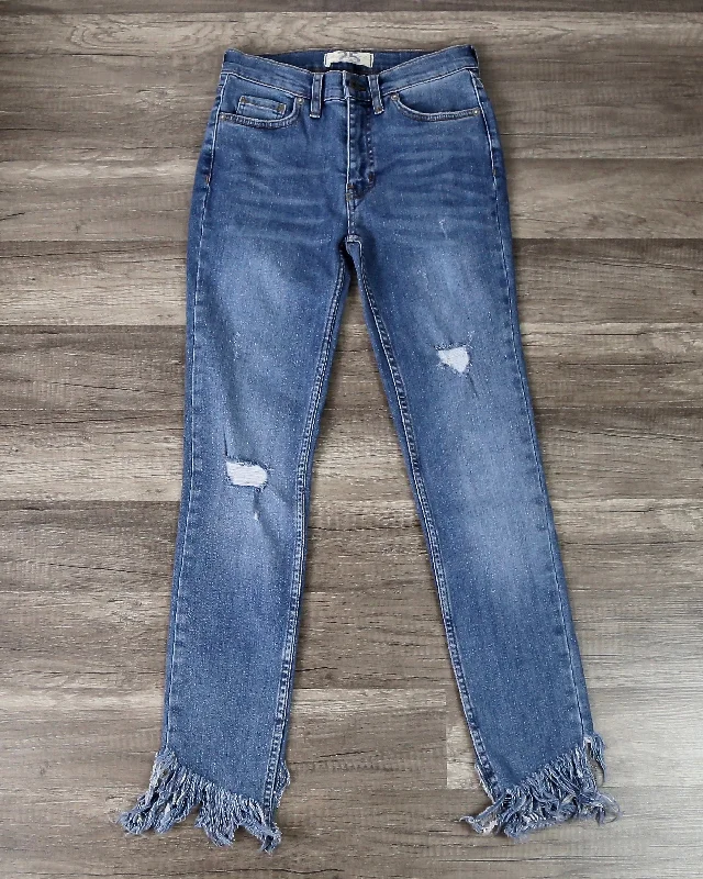 Free People - Great Heights Frayed Skinny Jeans in Worn Indigo