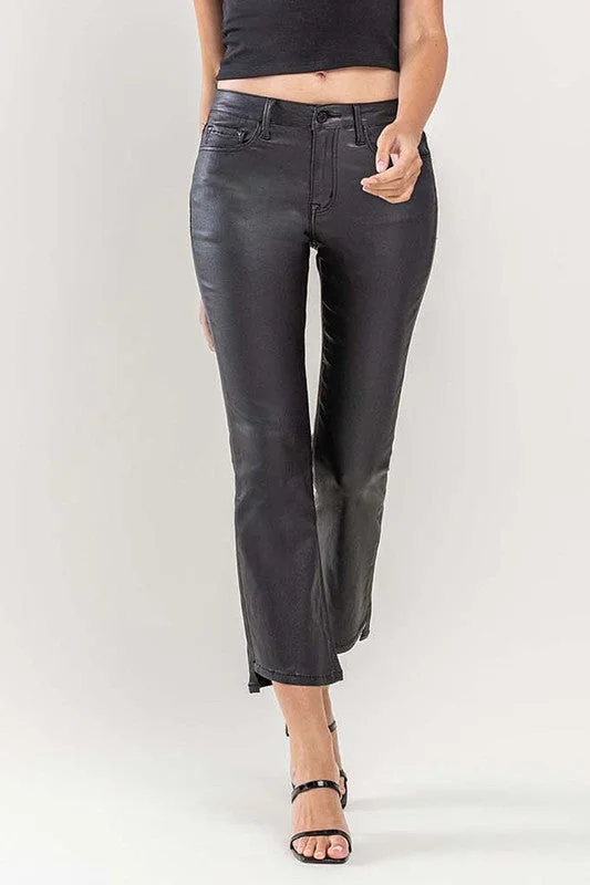 Jet (Bella) Coated HR Cropped Flare- Black