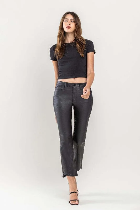 Jet (Bella) Coated HR Cropped Flare- Black