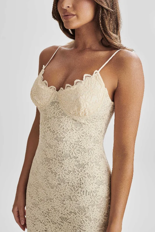 Joelle Lace Cupped Maxi Dress - Ivory