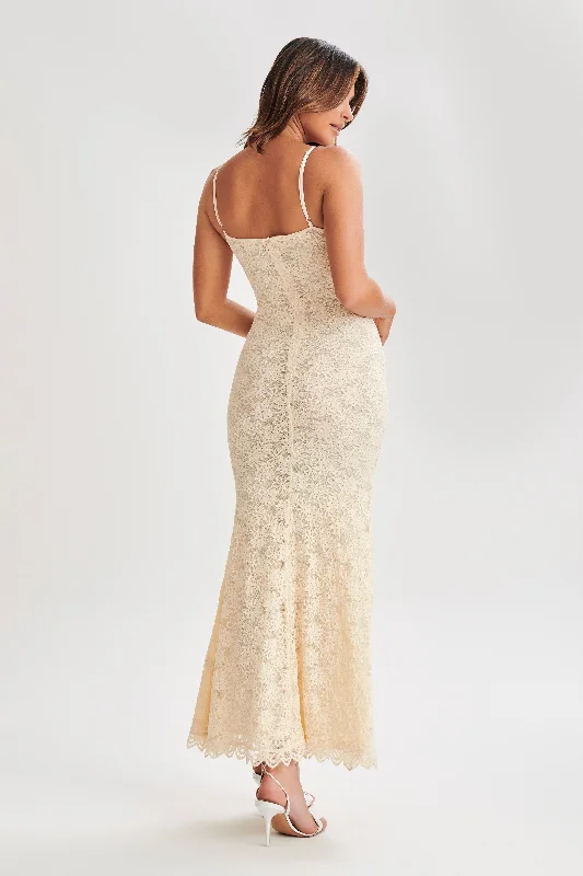 Joelle Lace Cupped Maxi Dress - Ivory