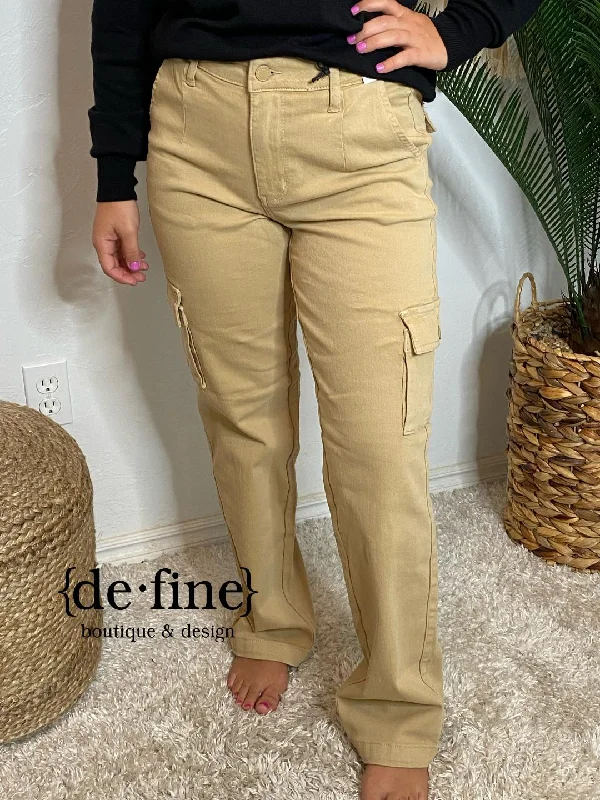 Judy Blue Khaki Midrise Cargo Jeans