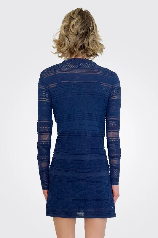 Long Sleeve Mini Dress - Navy