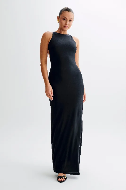 Louise Slinky Backless Maxi Dress - Black