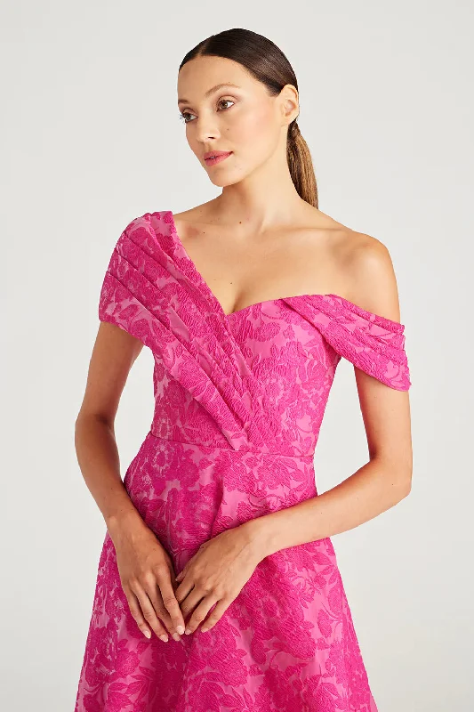 Marlene Cloud Jacquard Gown - Passionfruit