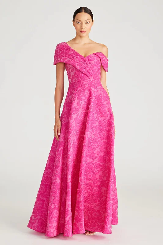 Marlene Cloud Jacquard Gown - Passionfruit