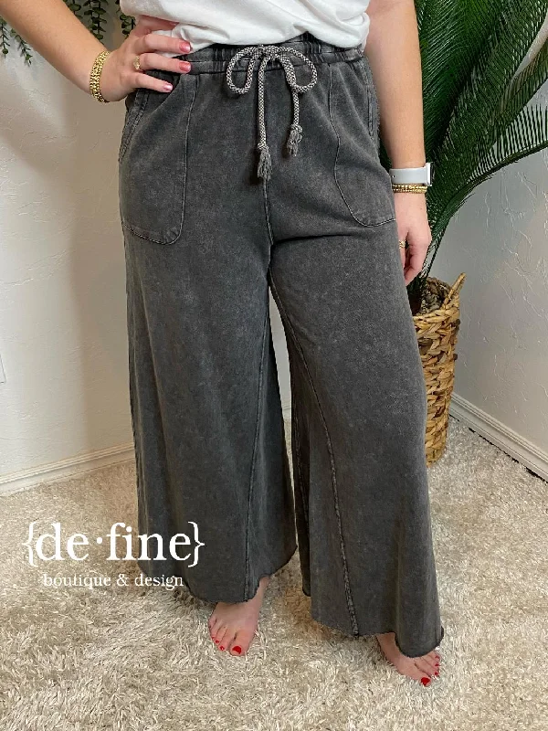 OUR BEST SELLING Mineral Washed Terry Wide Leg Pants