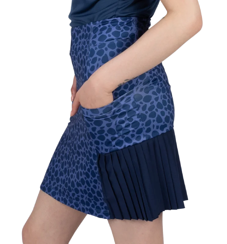 NANCY LOPEZ Flirty Lux Print Knit Pull On SKORT -Corsica Blue Print