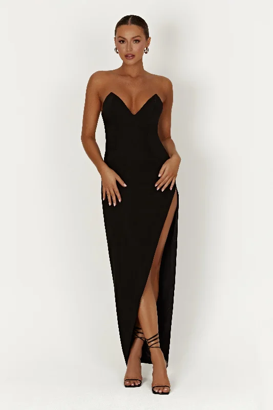 Natasha Pointed Corset Maxi Dress - Black