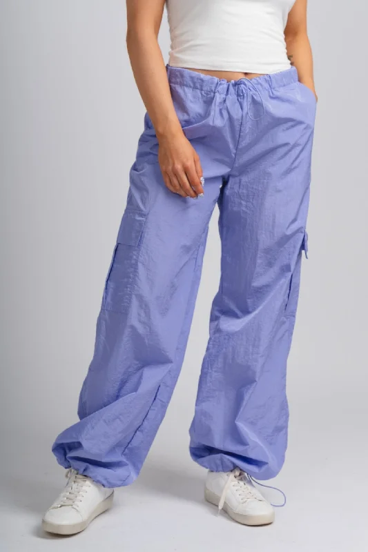 Nylon parachute pants pastel indigo