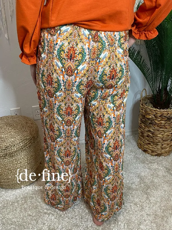 Paisley Wide Leg Pants in Regular & Curvy