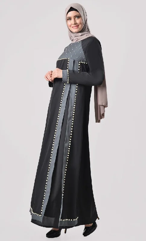 Pearl Detail Embroidered Abaya