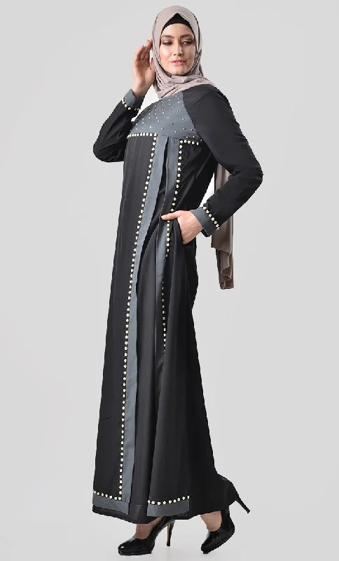 Pearl Detail Embroidered Abaya